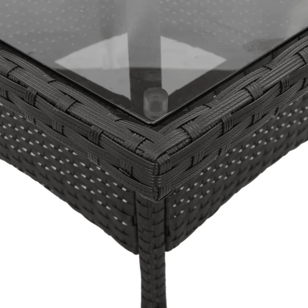vidaXL 3 részes fekete polyrattan/üveg kerti étkezőgarnitúra párnákkal