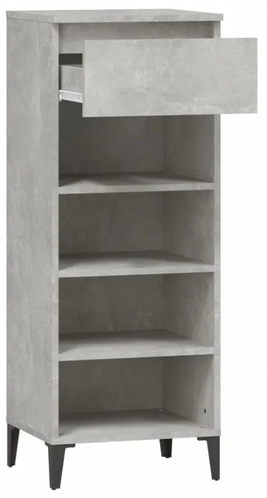 betonszürke szerelt fa cipőtartó 40x36x105 cm