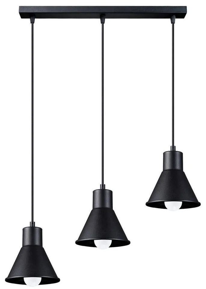 Sollux SL.0986 - Csillár zsinóron TALEJA 3xE27/60W/230V fekete
