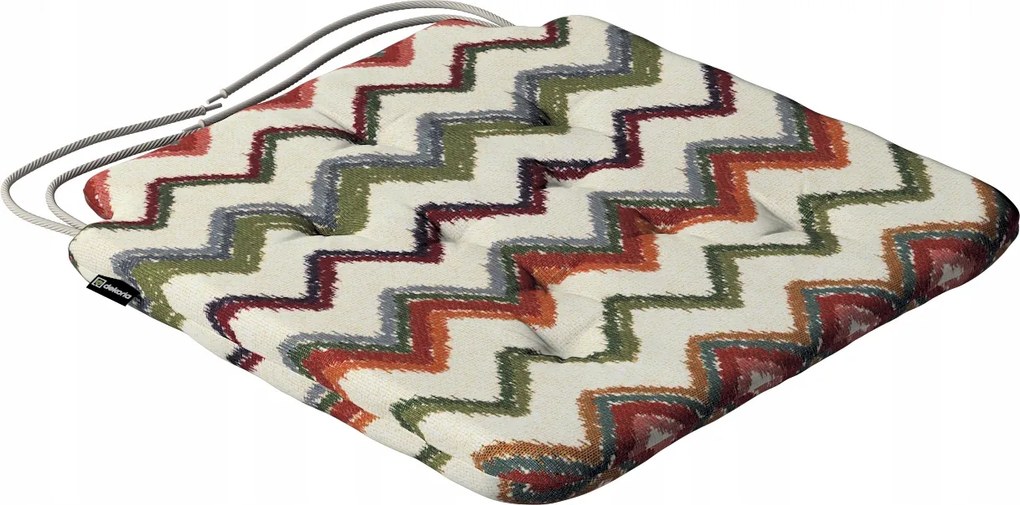 Olek székpárna 42x41 piros-zöld cikk-cakk mintás, krémszínű