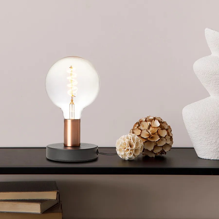 RENDL ALGOT stolní černá česaná měď 230V LED E27 15W