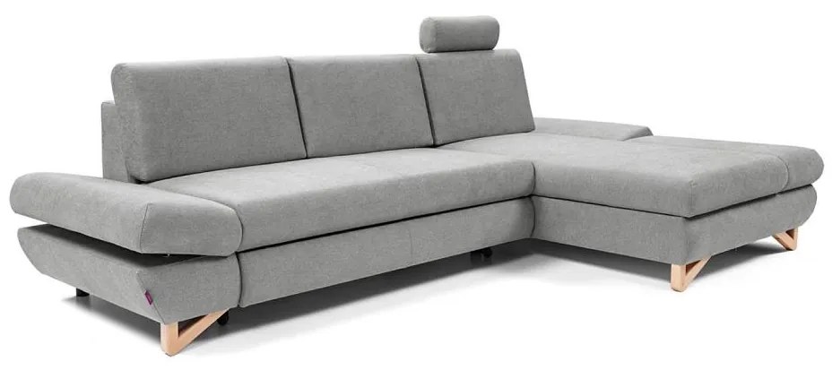 Ággyá nyitható kárpitozott L-alakú sarokülőgarnitúra AVESTA jobb oldali szürke