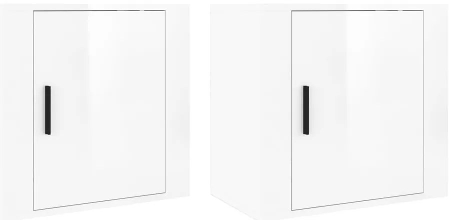 2 db magasfényű fehér fali éjjeliszekrény 50x30x47 cm