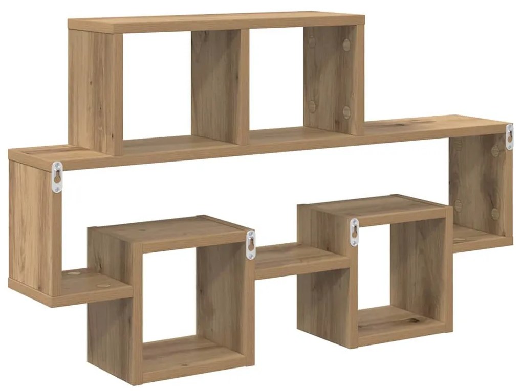 Falpolc polcokkal kézműves tölgy 82 x 15 x 51 cm Faanyag
