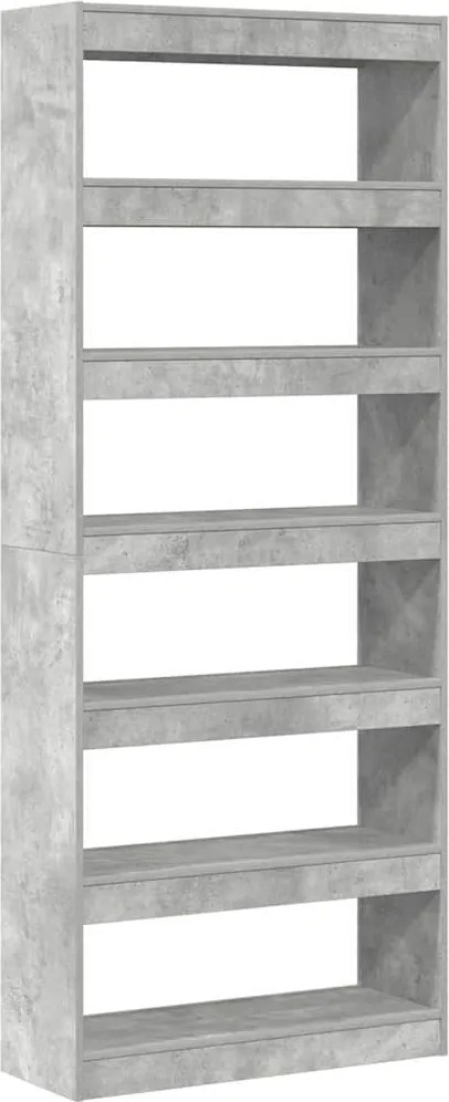 vidaXL Könyvespolc polcokkal Beton Szürke 80 x 30 x 198 cm Faanyag