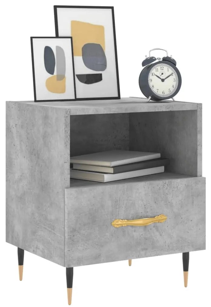 2 db betonszürke szerelt fa éjjeliszekrény 40 x 35 x 47,5 cm