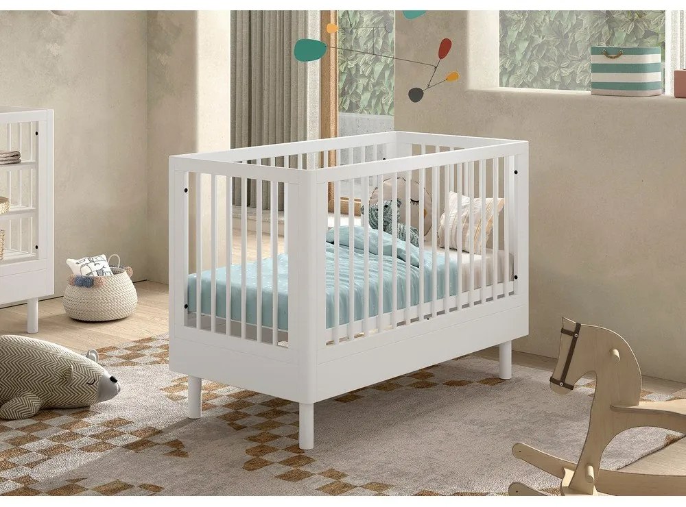 Fehér bükkfa babaágy állítható magassággal 60x120 cm Forrest – Vipack