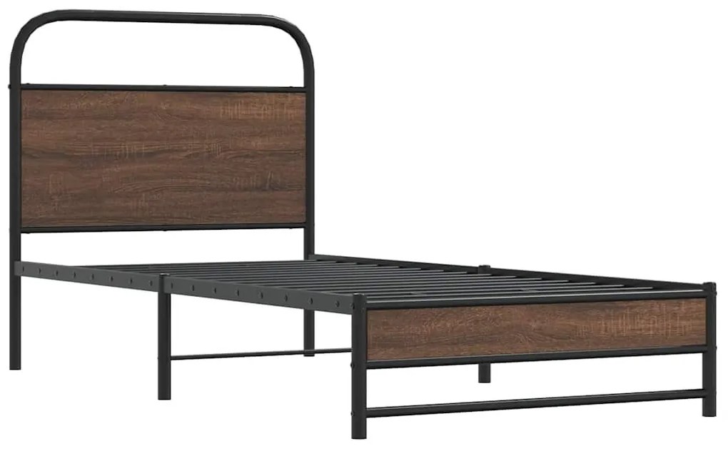 ágykeret matrac nélkül 90x200 cm barna tölgyfa műfa