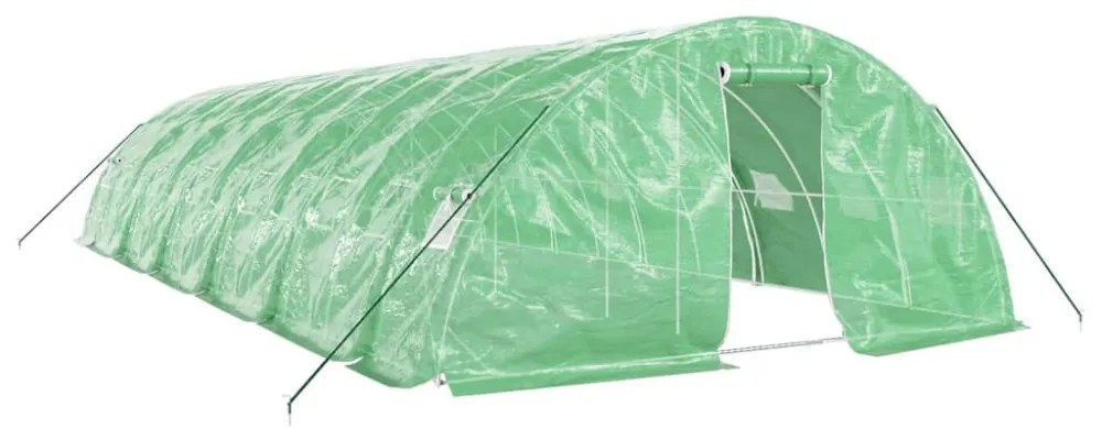 zöld acélvázas melegház 60 m² 12 x 5 x 2,3 m