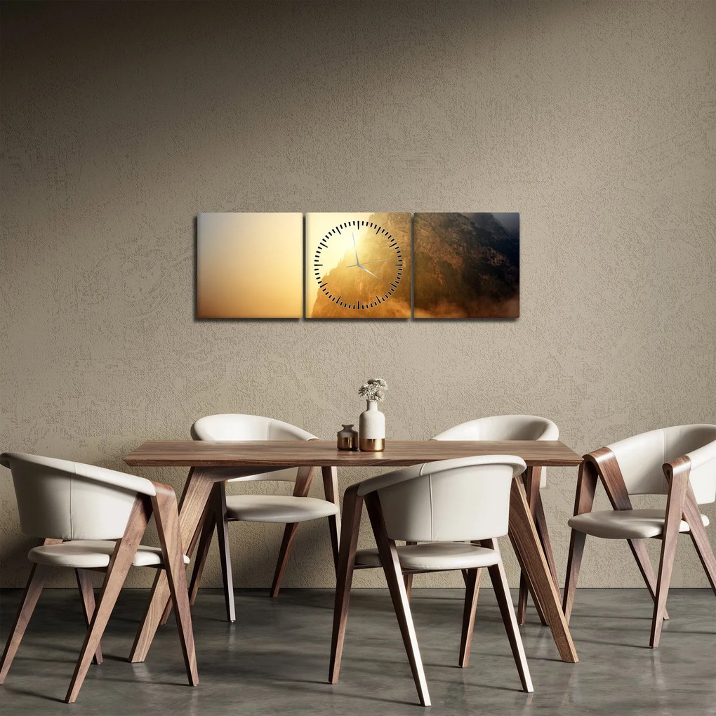 Hegy a ködben képe (órával) (90x30 cm)
