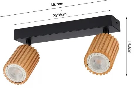 Brilagi - MODERN WOOD spotlámpa 2xGU10/8W/230V fa/fekete