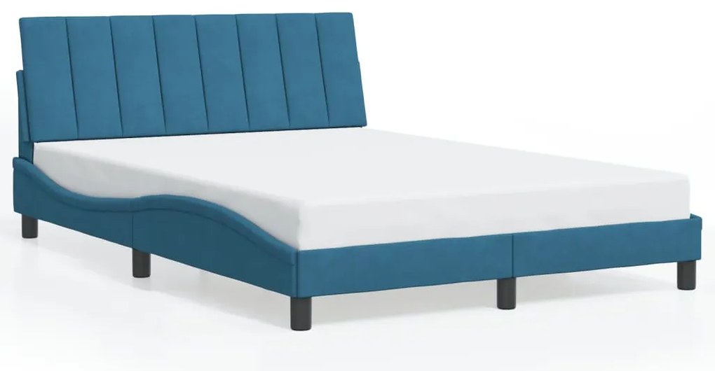 kék bársony ágykeret matrac nélkül Hanko 140 x 200 cm