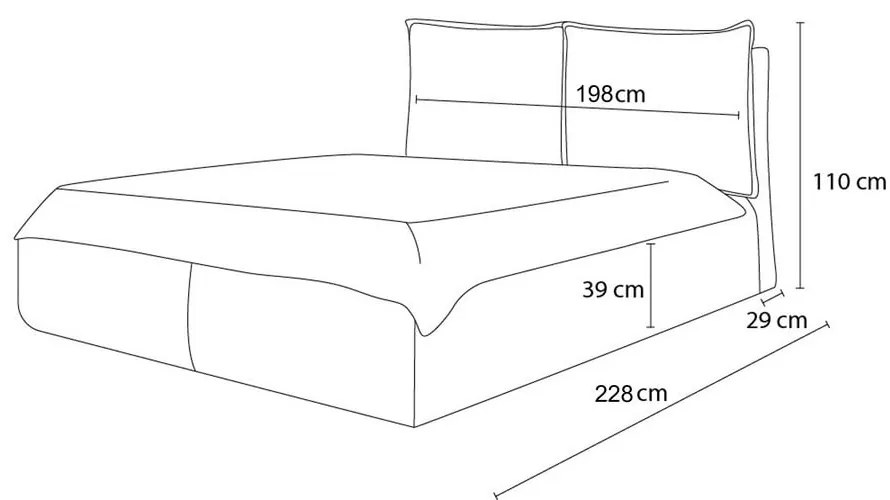 Sötétszürke kárpitozott ágyneműtartós franciaágy ágyráccsal 180x200 cm Garance – Bobochic Paris