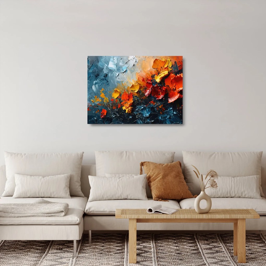 Üveg kép - Virágok absztrakt festménye III. (70x50 cm)