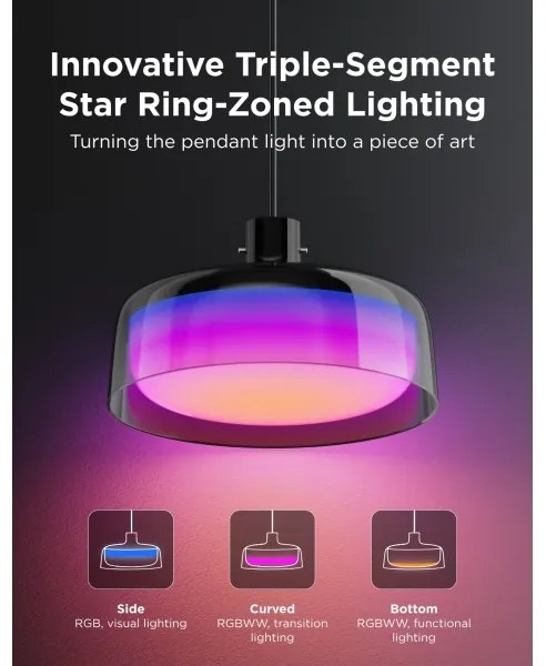 Govee - LED RGBICWW Fényerőszabályozható kábeles csillár LED/21W/230V matt Wi-Fi