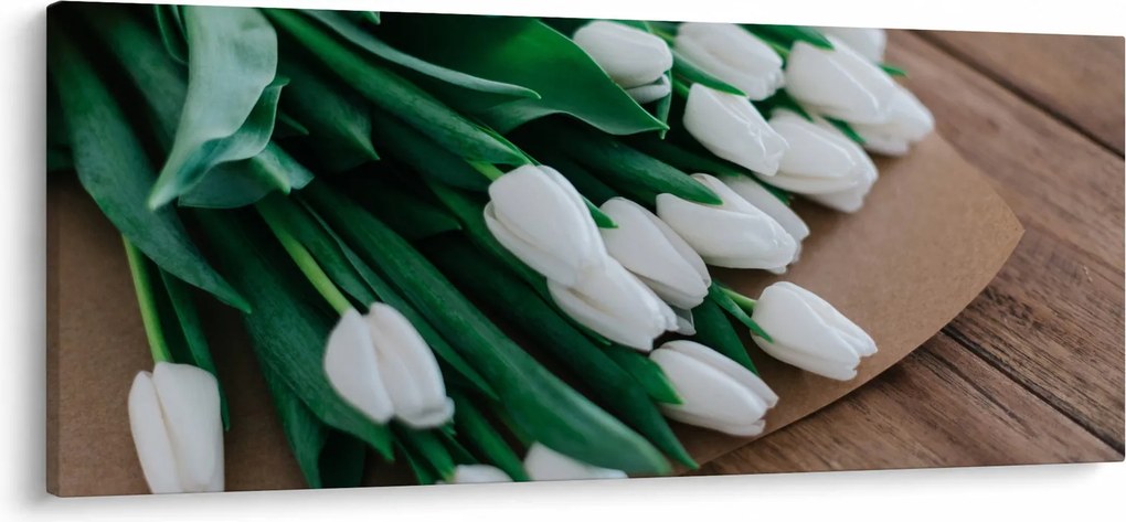 Egy csokor fehér tulipán képe (120x50 cm)