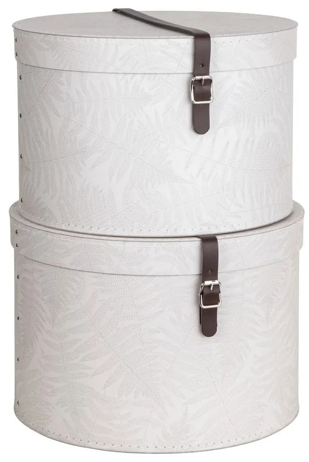 Krémszínű fedeles karton tárolódoboz szett 2 db-os ø 37,5x25,5 cm Rut Paper Laminate – Bigso