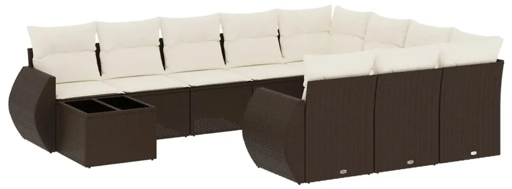 vidaXL 11 részes barna polyrattan kerti ülőgarnitúra párnákkal