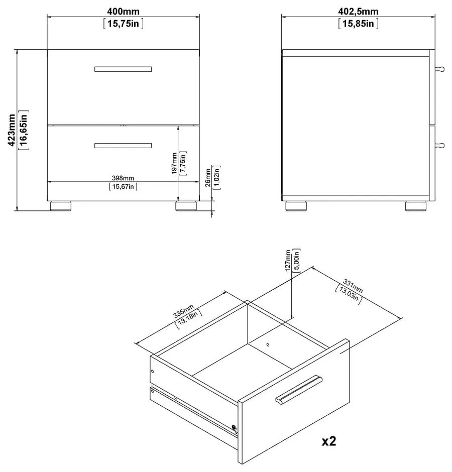 Fehér éjjeliszekrény Pepe - Tvilum