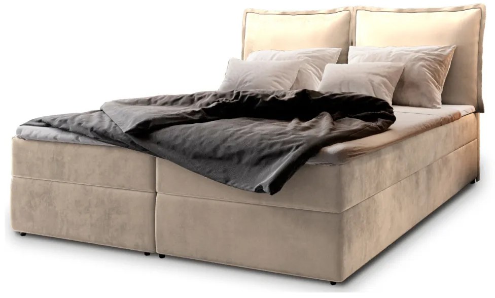 LINTO boxspring kárpitozott ágy, 180x200, monolith 02