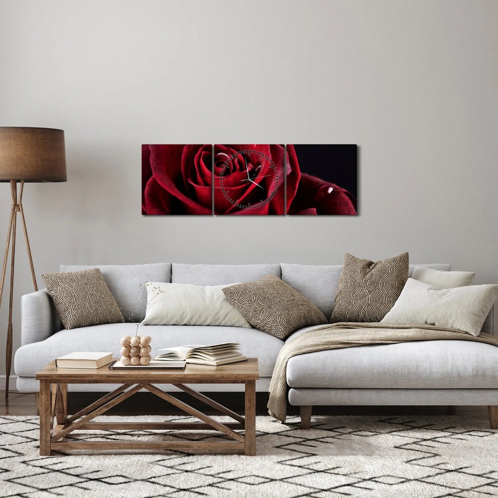 Kép - Vörös rózsa (órával) (90x30 cm)