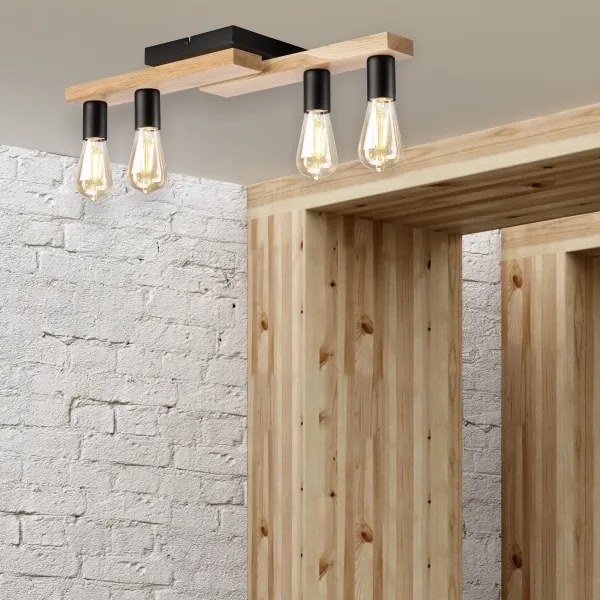 Felületre szerelhető csillár MATTE 4xE27/15W/230V fekete/tölgy