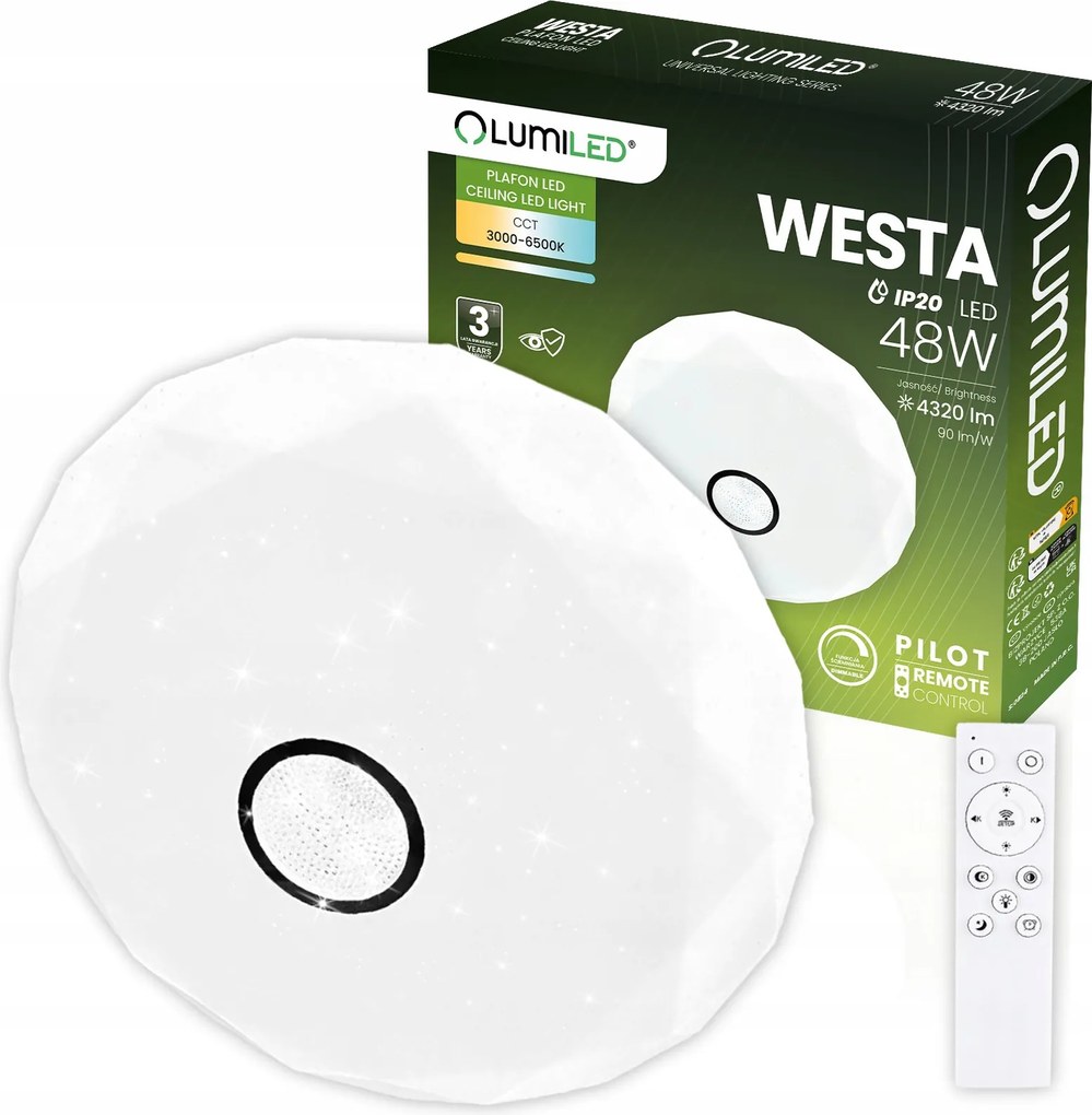 Plafon Led Panel Falra szerelhető Kerek Mennyezeti Lámpa Lámpatest 48W Cct Távirányító