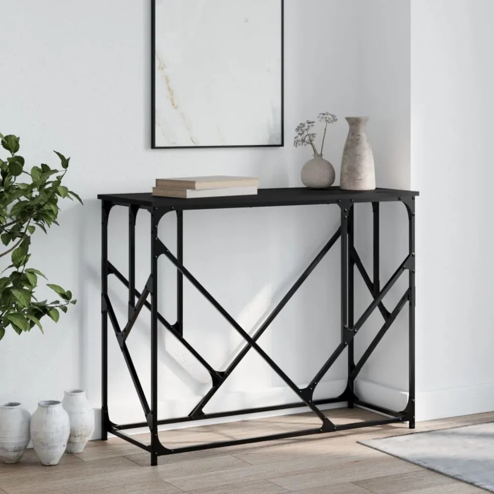 fekete szerelt fa tálalóasztal 100x40x80 cm