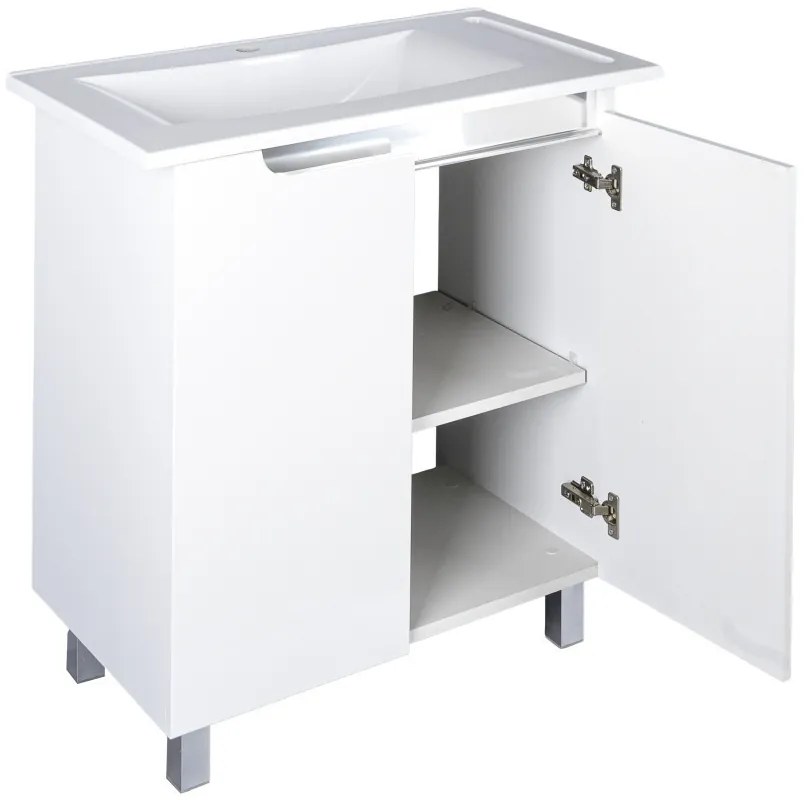 Piramida EURIDIKA fali /álló fürdőszobabútor - műmárvány mosdóval - 2 ajtós - 82 x 73 x 46 cm