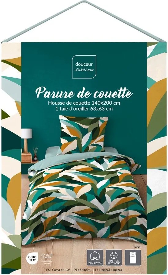 Egyszemélyes pamut ágyneműhuzat 140x200 cm Swan – douceur d'intérieur