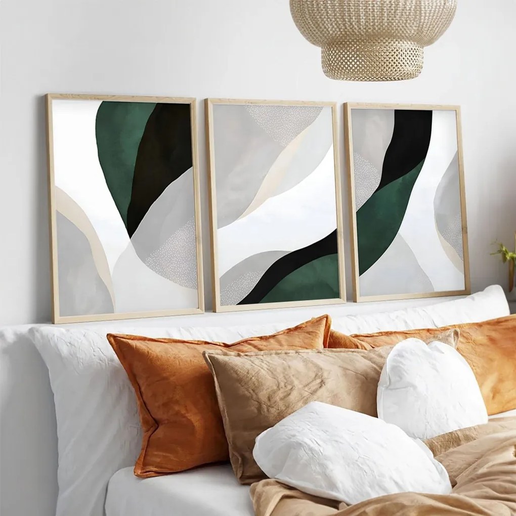 Huhu229 keretezett MDF falikép, 50 x 70 cm, 3 db-os szett