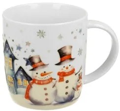 Karácsonyi hóemberes porcelán bögre házikó díszcsomagolásban Snowman