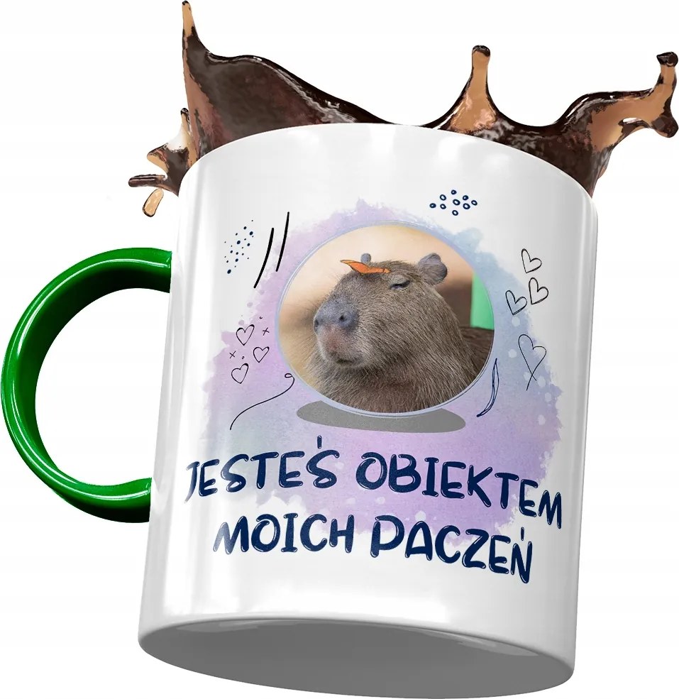 Zöld Kapibara Bögre Születésnap Névnap Ajándék Nyomtatott Fotóval