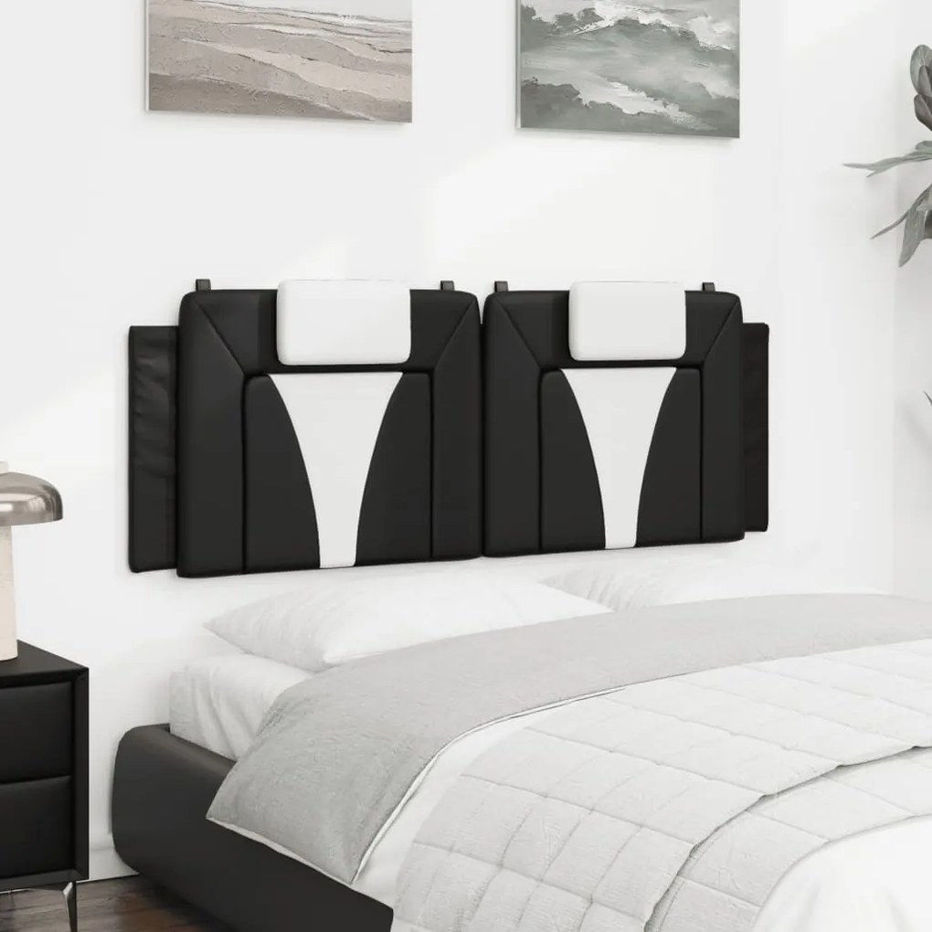 fekete és fehér műbőr fejtámla párna 140 cm