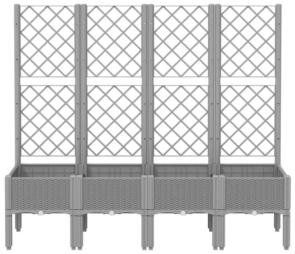 világosszürke PP rácsos kerti ültetőláda 160 x 40 x 142 cm