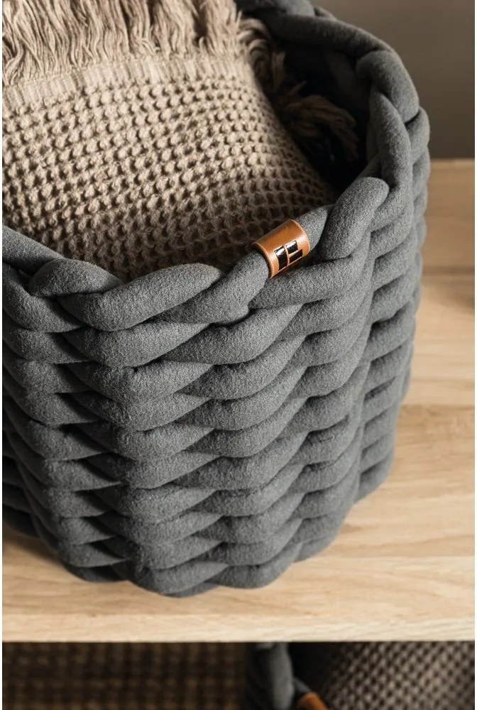 Textil tárolókosár ø 21x17 cm Peach Skin Round S – Bigso