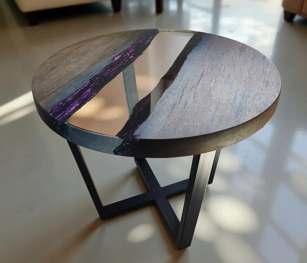 Kerek Asztal 1700 éves Fekete Tölgyből és Epoxigyantából