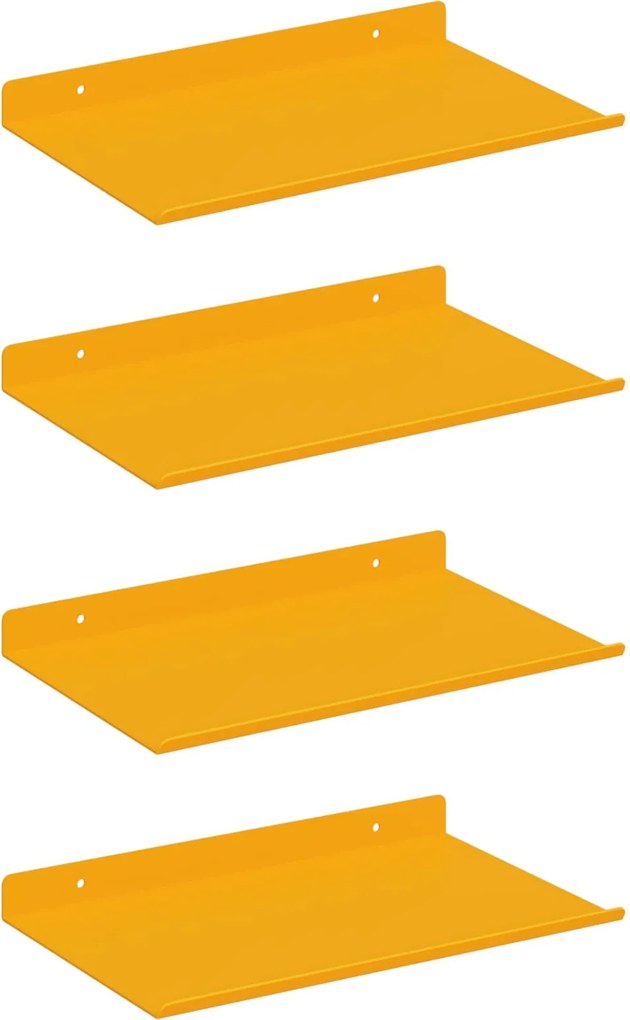 vidaXL Lebegő polc 4 pcs Mustár sárga 30 x 18 x 2,5 cm Acél