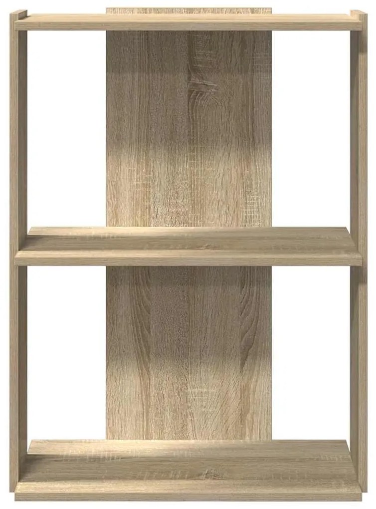3 szintes sonoma tölgy színű szerelt fa könyvespolc 60x30x80 cm