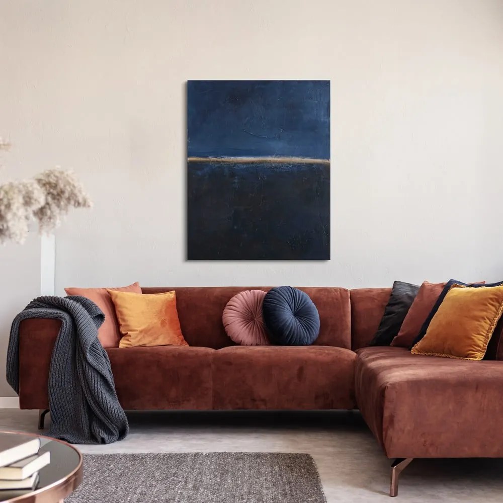 Kézzel festett kép 78x98 cm Edge Blue – Malerifabrikken