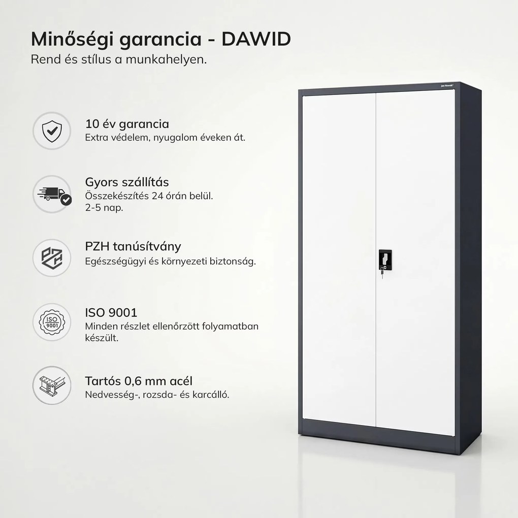 Zárható takarítószekrény antracit-fehér DAWID 900 x 1850 x 450 mm
