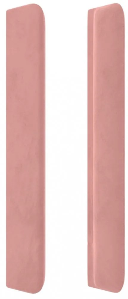 rózsaszín bársony fejtámla szárnyakkal 203x16x118/128 cm