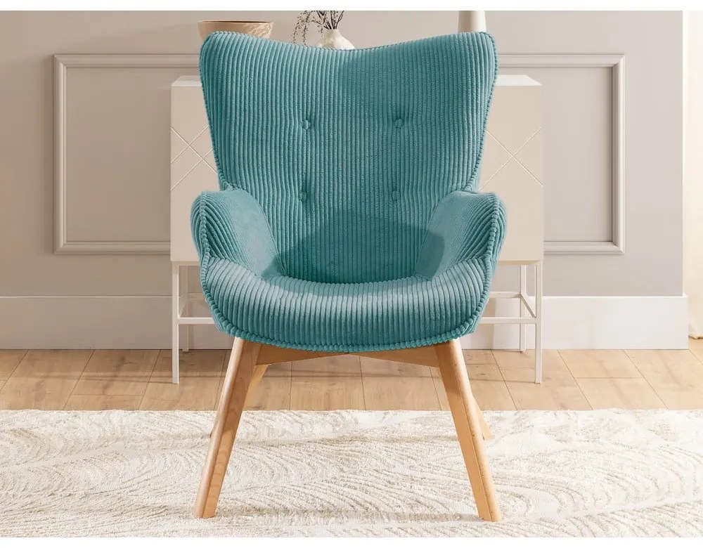 Türkiz kordbársony fotel Niko – Ropez