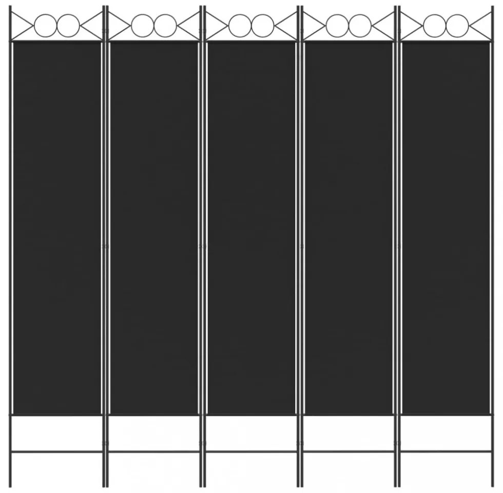 5 paneles fekete szövet térelválasztó 200x200 cm