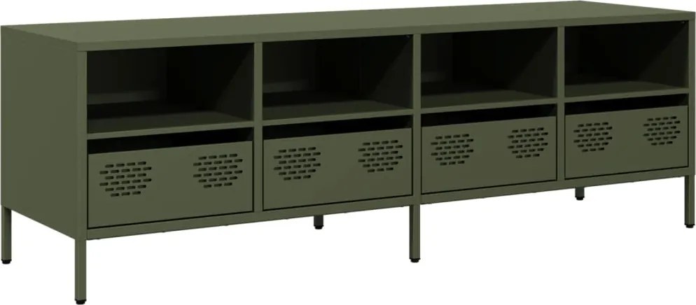 vidaXL olívazöld hidegen hengerelt acél TV-szekrény 135x39x43,5 cm