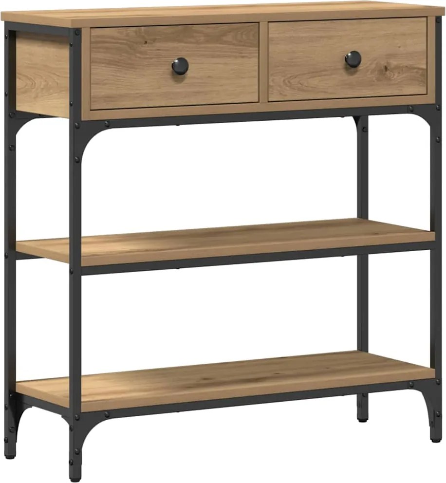 vidaXL Konzolasztal fiókkal Artisan tölgy 72.5 x 25 x 75 cm Faanyag