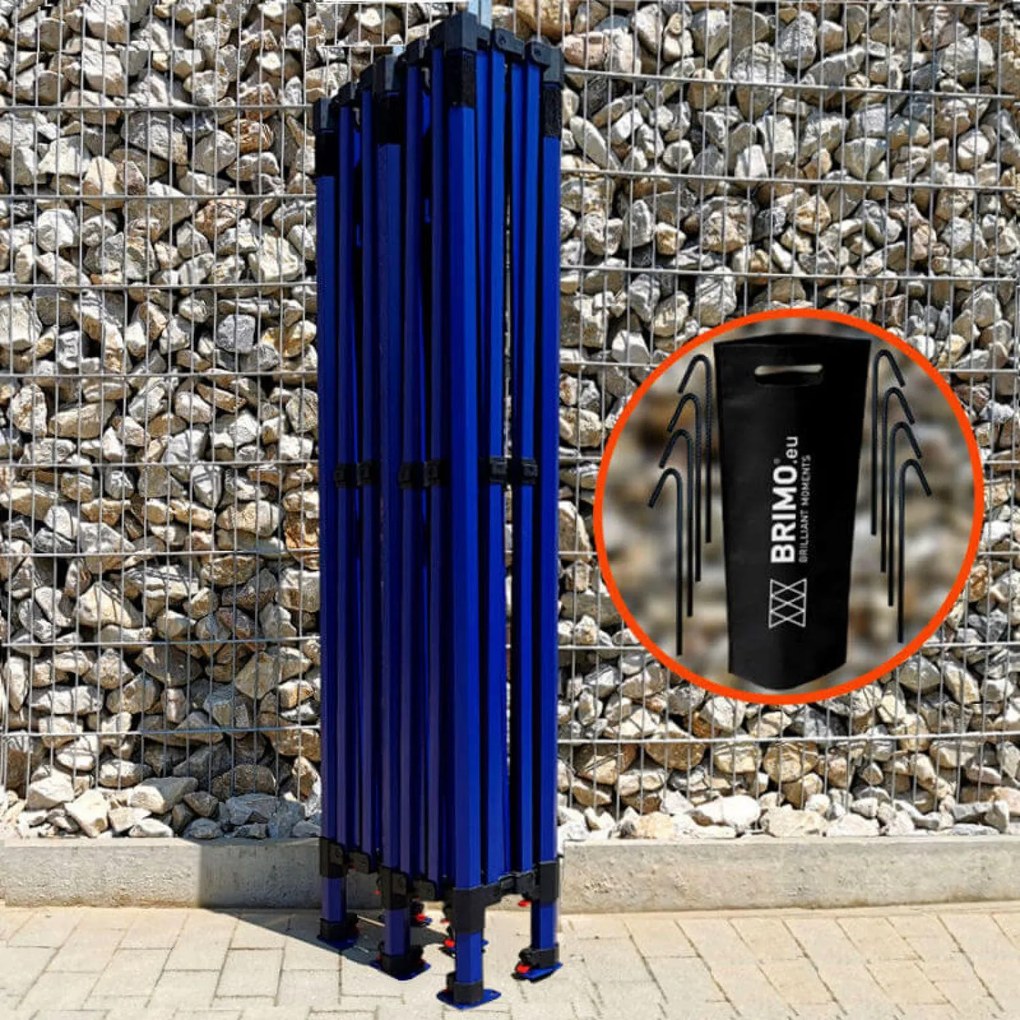 Kerti pavilon 3×6 m – összecsukható 3 fallal | BRIMO® - plusz 3 oldalfal - Kék