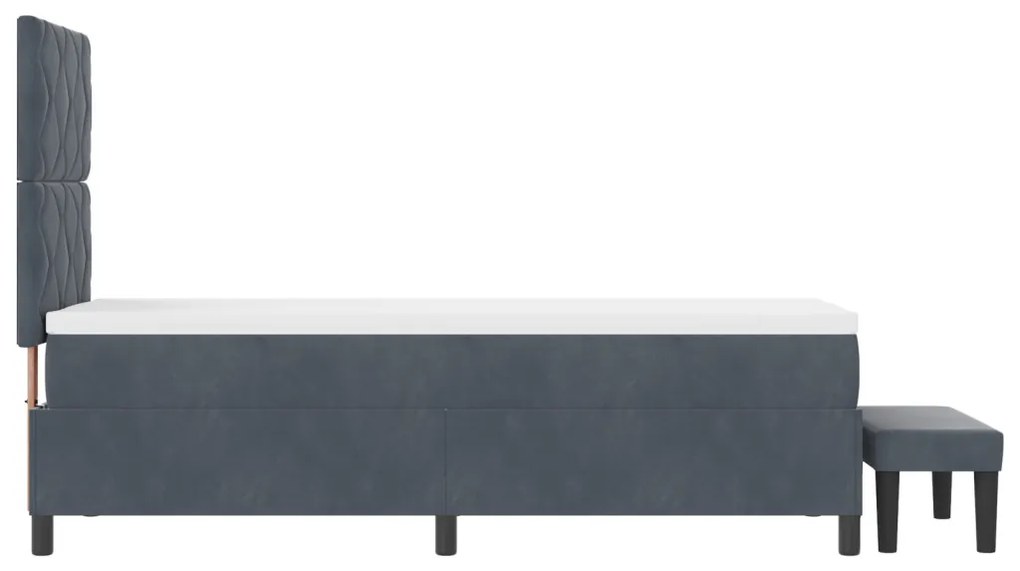 Box Spring Ágy Matraccal és Pad Sötétszürke 80x200 cm Bársony