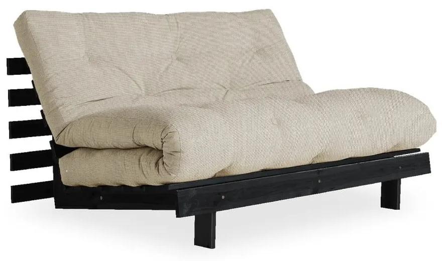 Roots Black/Linen krémszínű kinyitható kanapé - Karup Design