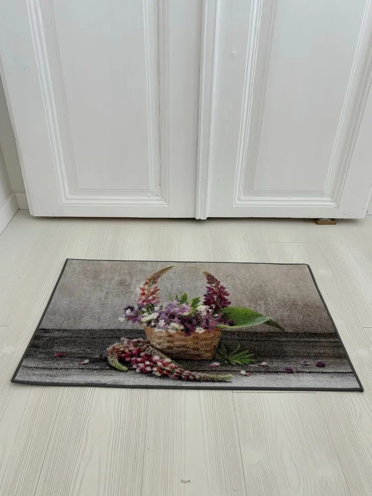 Virágkosár mintás szennyfogó szőnyeg 50x80 cm